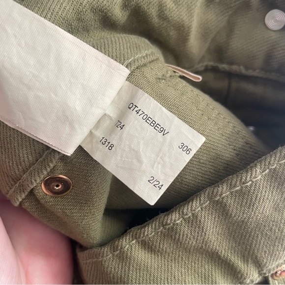 Michael Kors Smoky Olive Denim Jean Gold Button Front Midi Skirt SZ 6 NWT $110 - Picture 13 of 14